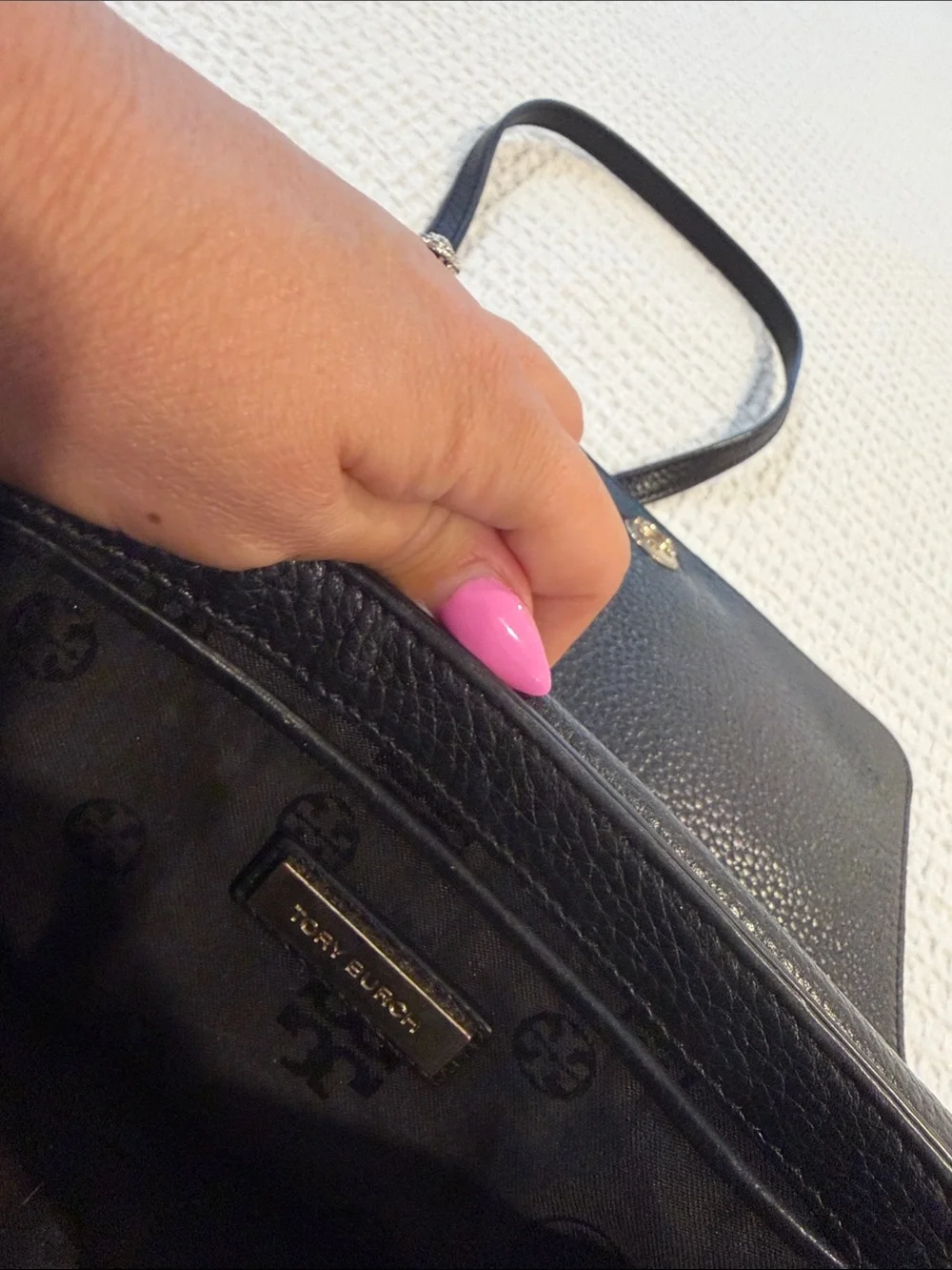Tory Burch Black Leather Crossbody with Tassel Detail